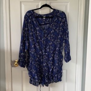 Navy Romper with Floral Designs